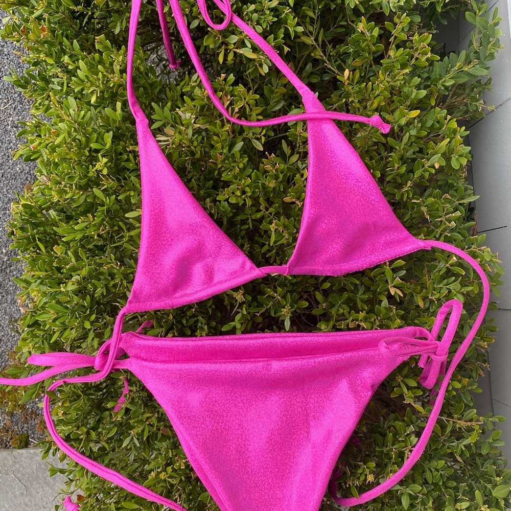 Custom sparkle reversible bikinis